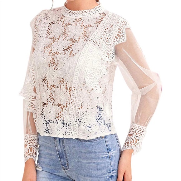 White Eyelet Lace , “ Trinity “, Blouse ❤️✌️ - Picture 4 of 5